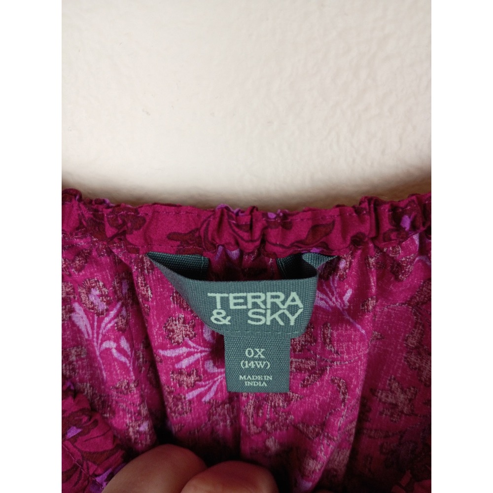 Terra & Sky Womens Dark Azalea Floral Mini Cinched Dress Plus 0X 14W NWT - Picture 6 of 11
